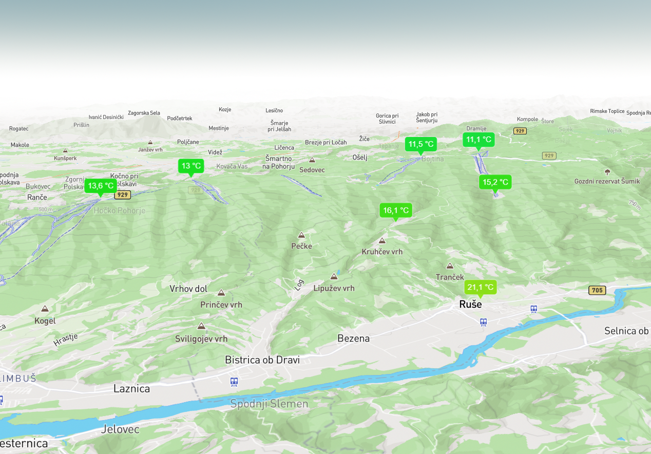 IoT weather sensor map visualization for station monitoring.