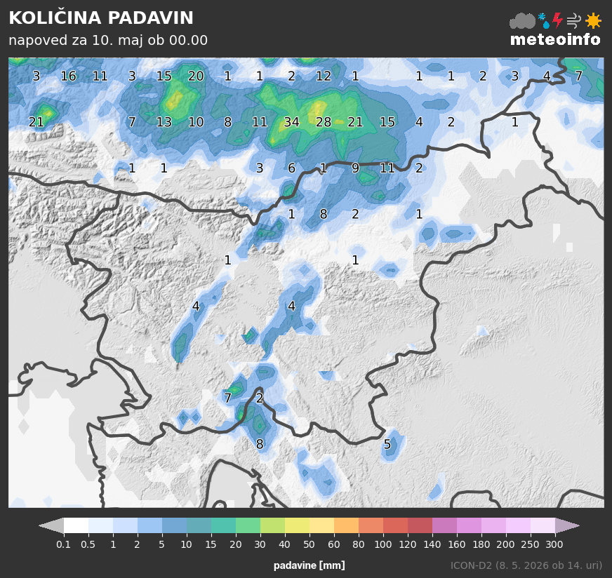 Accumulated precipitation weather map visualization.