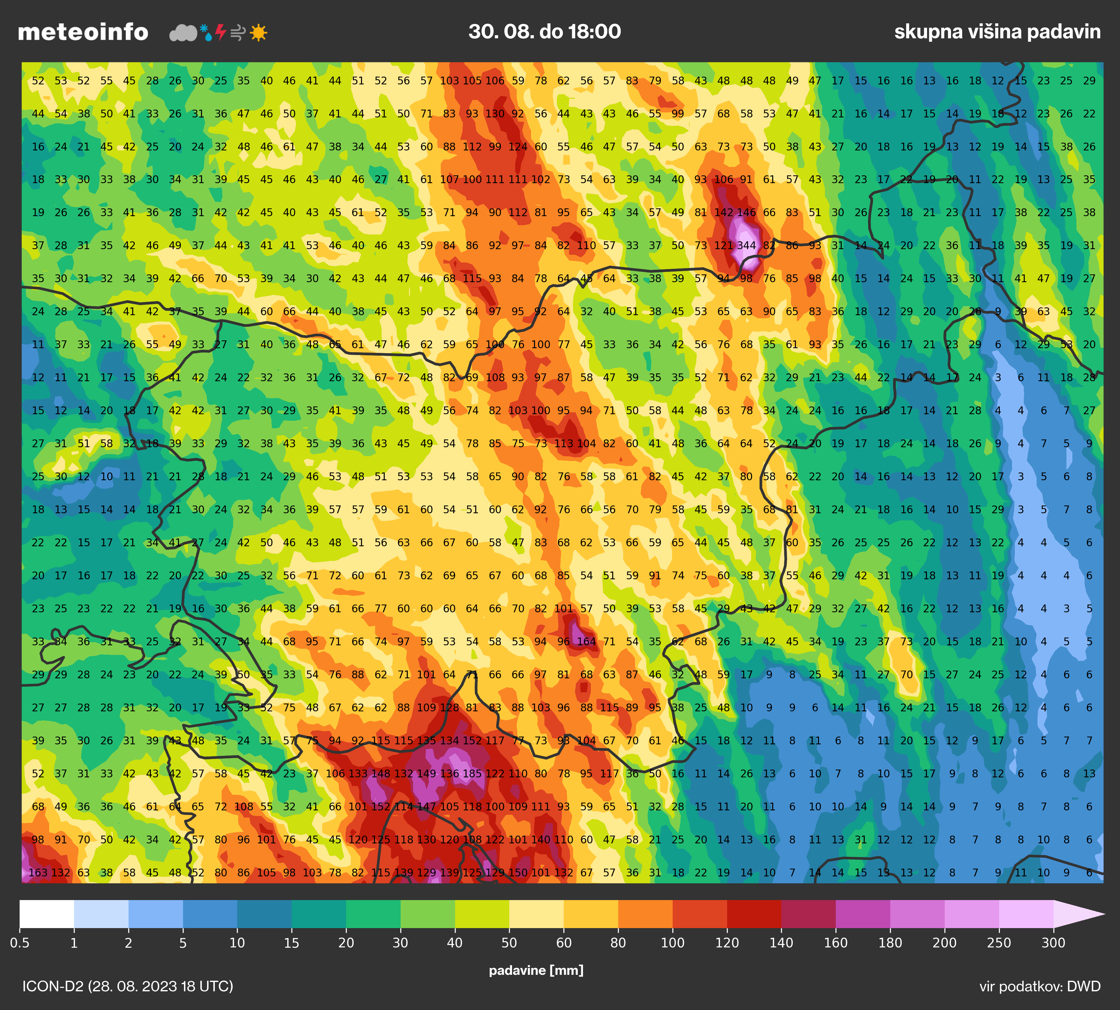 Precipitation map visualization product example from 2023.